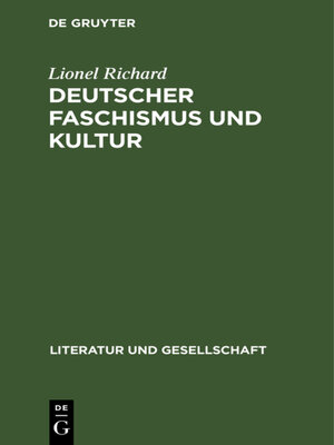 cover image of Deutscher Faschismus und Kultur